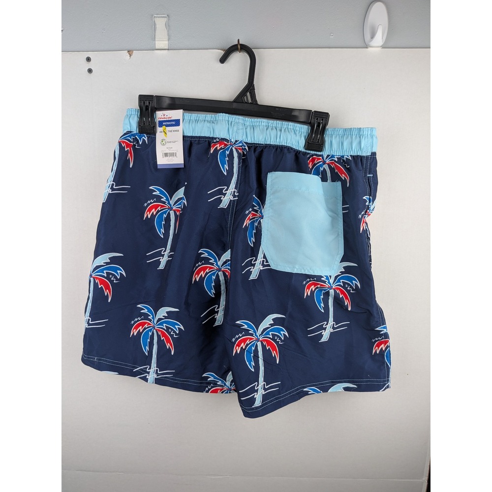 Way to Celebrate Mens Patriotic Palm Tree Swim Trunks Navy Blue Medium 32-34 - Picture 4 of 6